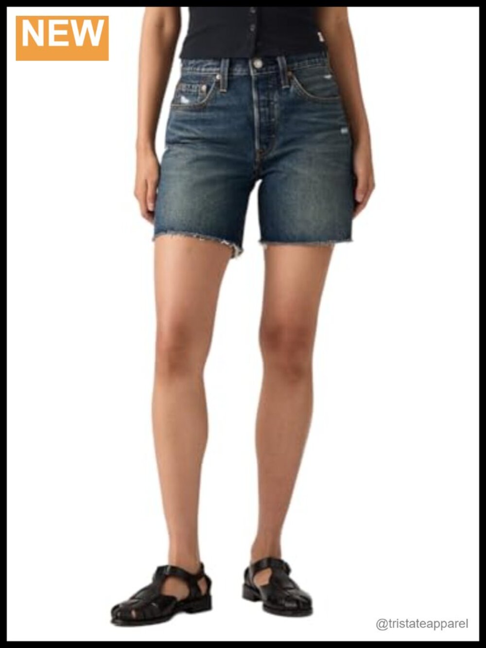 Levi's 501 Mid-Thigh Jean Shorts Cut-Off High Rise Denim